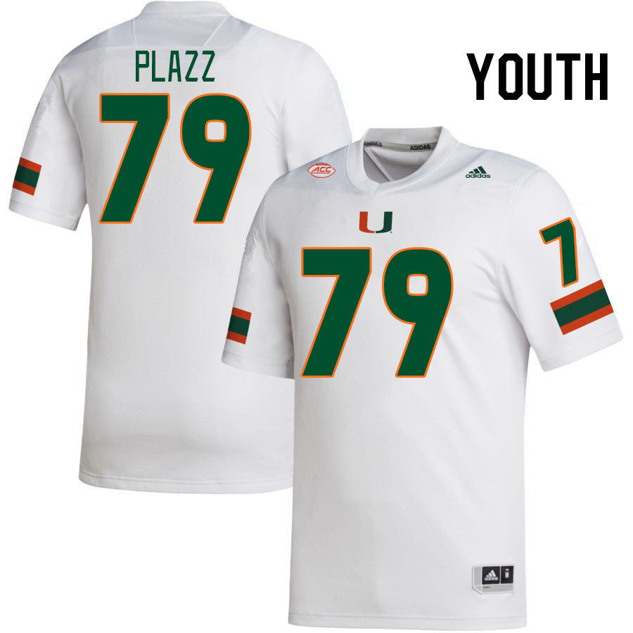 Youth #79 Deryc Plazz Miami Hurricanes College Football Jerseys Stitched-White